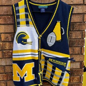 Collegiate University Of Michigan Wolverines Football Unique Knit Sweater Vest